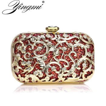 YINGMI Hollow style women evening bags metal diamonds shoulder chain party dinner clutch purse small holder case bags 
YINGMI Hollow style women evening bags metal diamonds shoulder chain party dinner clutch purse small holder case bags