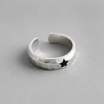 women's Authentic S925 Sterling Silver Fine Jewelry faceted-Cut Black Star Band ring TLJ801 
women's Authentic S925 Sterling Silver Fine Jewelry faceted-Cut Black Star Band ring TLJ801