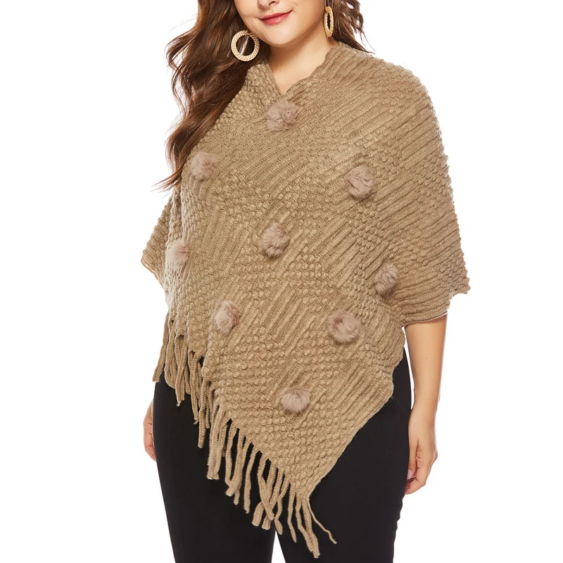 Lucyever Autumn 2019 Women Sweater V-neck Knitted Pullovers Sweater Tassel Fur Ball Female Shawl Cape Loose Plus Size Lady Cloak
Lucyever Autumn 2019 Women Sweater V-neck Knitted Pullovers Sweater Tassel Fur Ball Female Shawl Cape Loose Plus Size Lady Cloak
