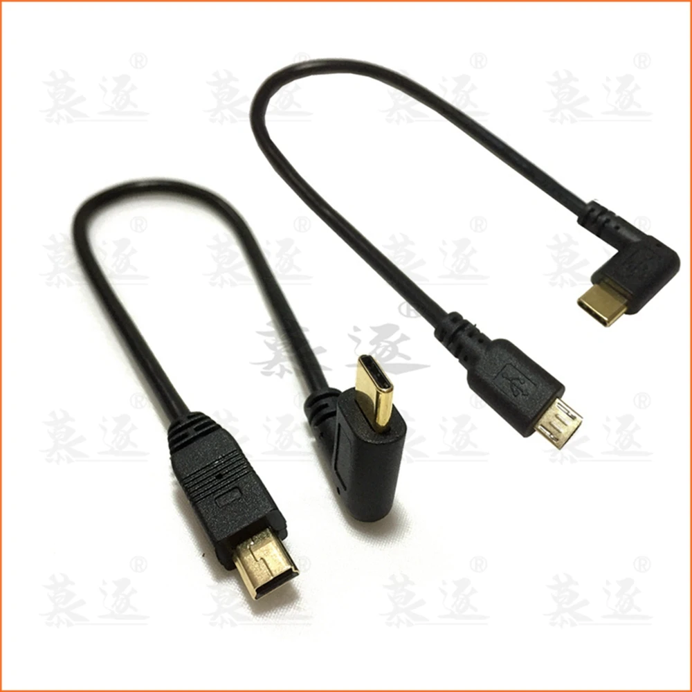 

Micro Mini USB Cable 5Pin Male to Male USB 3.1 Type C Elbow to Mini Micro USB 2.0 OTG Data Adapter Converter Charging Cable 25cm