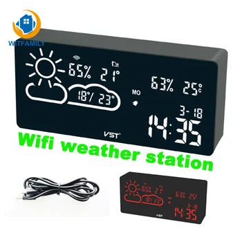Alarm Clock Wifi World Time Weather Forecast Temperature And Humidity App Smart Wireless Connection Led Silent Snooze Electronic 
Alarm Clock Wifi World Time Weather Forecast Temperature And Humidity App Smart Wireless Connection Led Silent Snooze Electronic