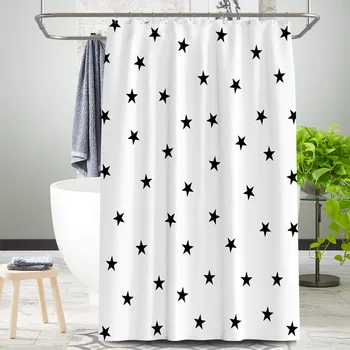 Black five-pointed star shower curtain high quality digital printing waterproof and mildew proof shower curtain bathroom curtain
Black five-pointed star shower curtain high quality digital printing waterproof and mildew proof shower curtain bathroom curtain