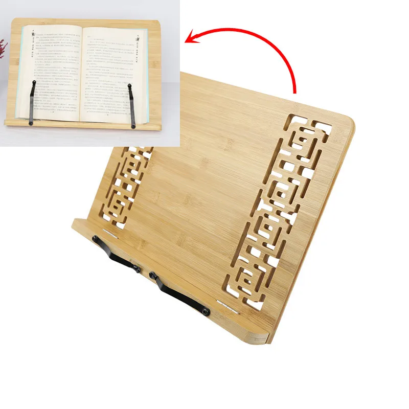 1pcs Bamboo wood book holder Adjustable Reading bracket Hollow out for Tablet Sheet music Cookbook Home Study Room Stand Fixed
1pcs Bamboo wood book holder Adjustable Reading bracket Hollow out for Tablet Sheet music Cookbook Home Study Room Stand Fixed