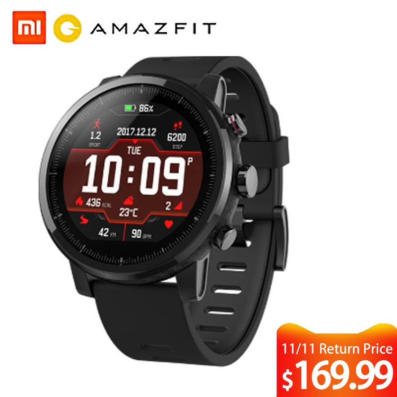 

Huami Amazfit Stratos 2 Smart Watch Men 5ATM Waterproof with GPS Watches PPG Heart Rate Monitor