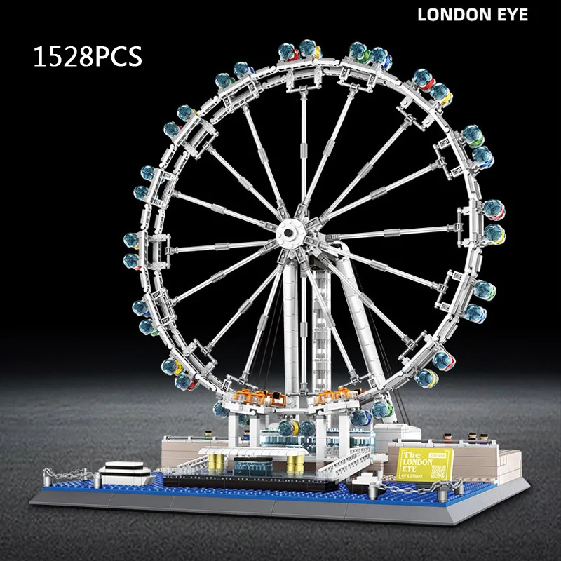 

Famous City Modern Architecture British England London Eye Building Block Ferris Wheel Construction Model Brick Toy Collection