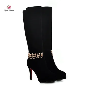 Original Intention Stylish Women Knee High Boots Round Toe Thin Heels Boots Black Metal Crystal Chain Shoes Woman Size 3-10.5
Original Intention Stylish Women Knee High Boots Round Toe Thin Heels Boots Black Metal Crystal Chain Shoes Woman Size 3-10.5