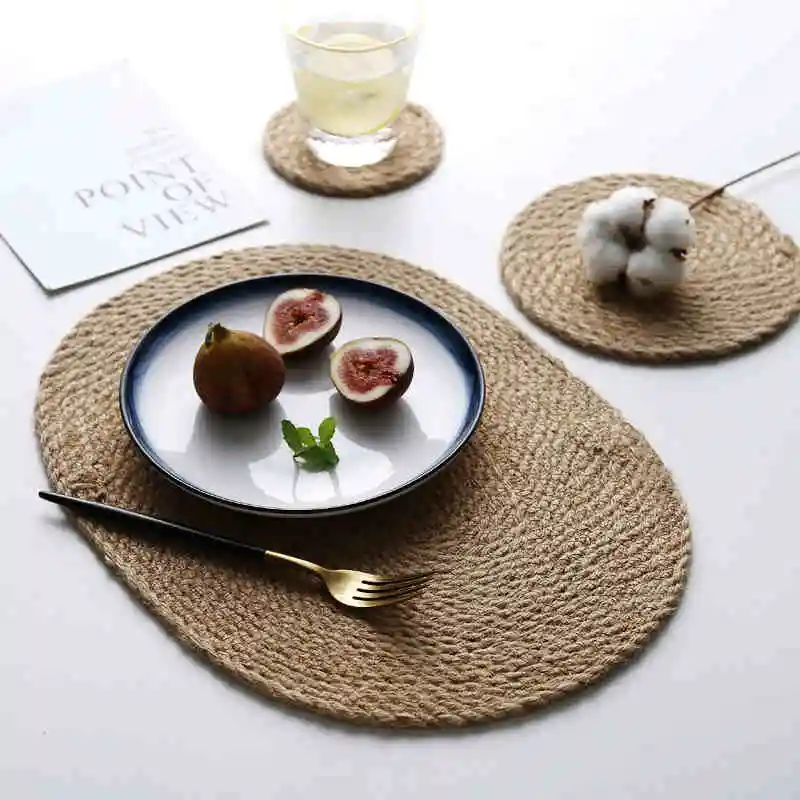 round/oval shaped jute placemat natural thicken insulation pad table mat anti-scalding coaster pot dish pad
round/oval shaped jute placemat natural thicken insulation pad table mat anti-scalding coaster pot dish pad