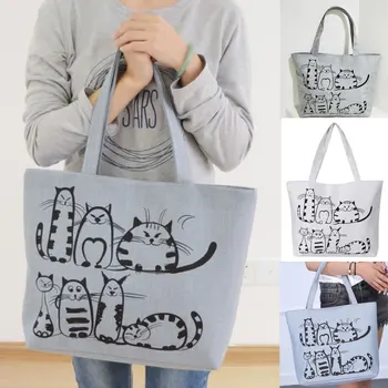 Cartoon Cats Printed Beach Zipper Bag Shoulder Bag Canvas Tote Shopping Handbags femme Handbag
Cartoon Cats Printed Beach Zipper Bag Shoulder Bag Canvas Tote Shopping Handbags femme Handbag