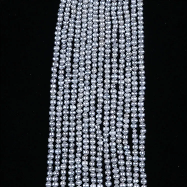 very popular gray 4-5mm natural freshwater potato shape pearl strands