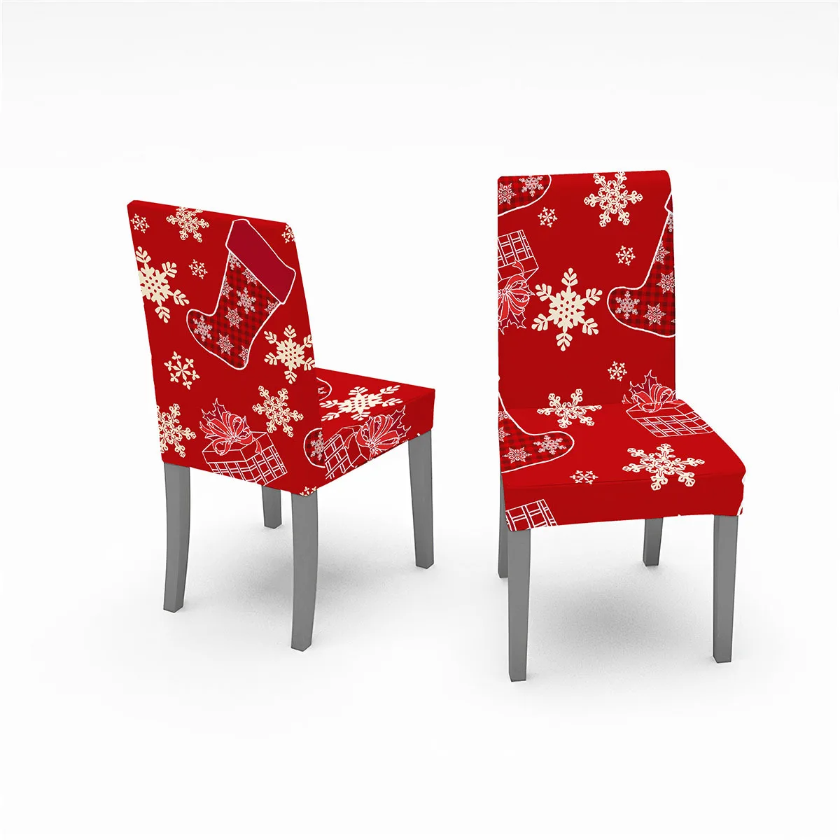 Housse de chaise de salle à manger, couvre-siège de cuisine amovible, élastique, extensible, motif de cerf et d'arbre imprimé, de noël, 4/6 pièces Housse de chaise de salle à manger, couvre-siège de cuisine amovible, élastique, extensible, motif de cerf et d'arbre imprimé, de noël, 4/6 pièces