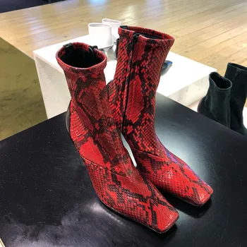 Hot Color Snake Print Leather Sexy Women Boots Luxury Designer Rome Zapatos De Mujer Square Toe Thin Heels Retro Botas Mujer New
Hot Color Snake Print Leather Sexy Women Boots Luxury Designer Rome Zapatos De Mujer Square Toe Thin Heels Retro Botas Mujer New