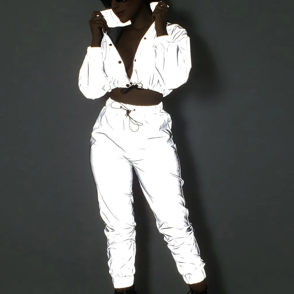 Womail Solid Color Reflective Button Two-piece Suit Women Lady's Long Sleeve Reflective Button Down Elastic Waist Suit Gray Suit
Womail Solid Color Reflective Button Two-piece Suit Women Lady's Long Sleeve Reflective Button Down Elastic Waist Suit Gray Suit