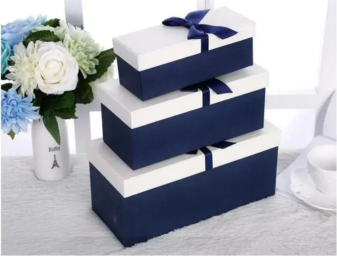 3pcs/set blue large size gift box red and blue gift business