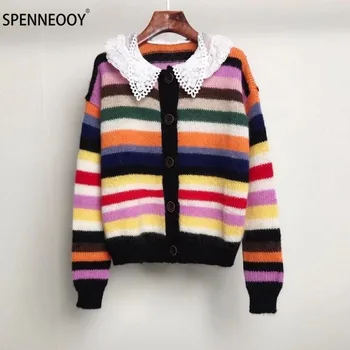 SPENNEOOY Designer Brand Autumn Wool Blend Color Stripe Knitting Cardigan Women Long Sleeve Single-Breasted Sweater Coat 
SPENNEOOY Designer Brand Autumn Wool Blend Color Stripe Knitting Cardigan Women Long Sleeve Single-Breasted Sweater Coat