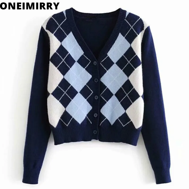Fall 2020 Woman Sweaters Vintage Stylish Geometric Rhombic Cardigan Cop Top V Neck Slim England Style Casual Short Coat Winter
Fall 2020 Woman Sweaters Vintage Stylish Geometric Rhombic Cardigan Cop Top V Neck Slim England Style Casual Short Coat Winter