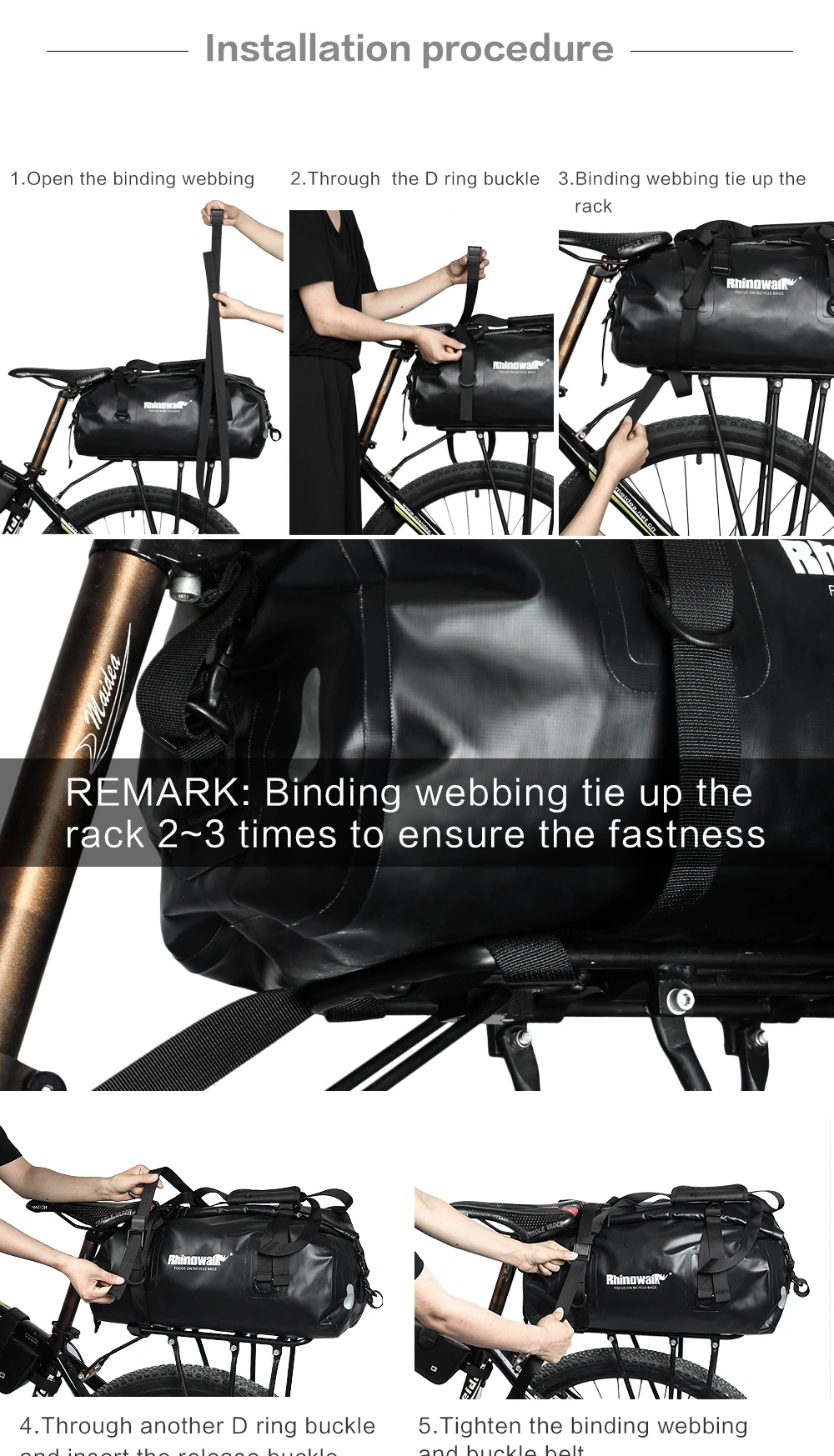 Rhinowalk Bicycle Luggage Bags 20L Full Waterproof for Road Bike Rear Rack Trunk Cycling Saddle Storage Pannier Multi Travel Bag (21)