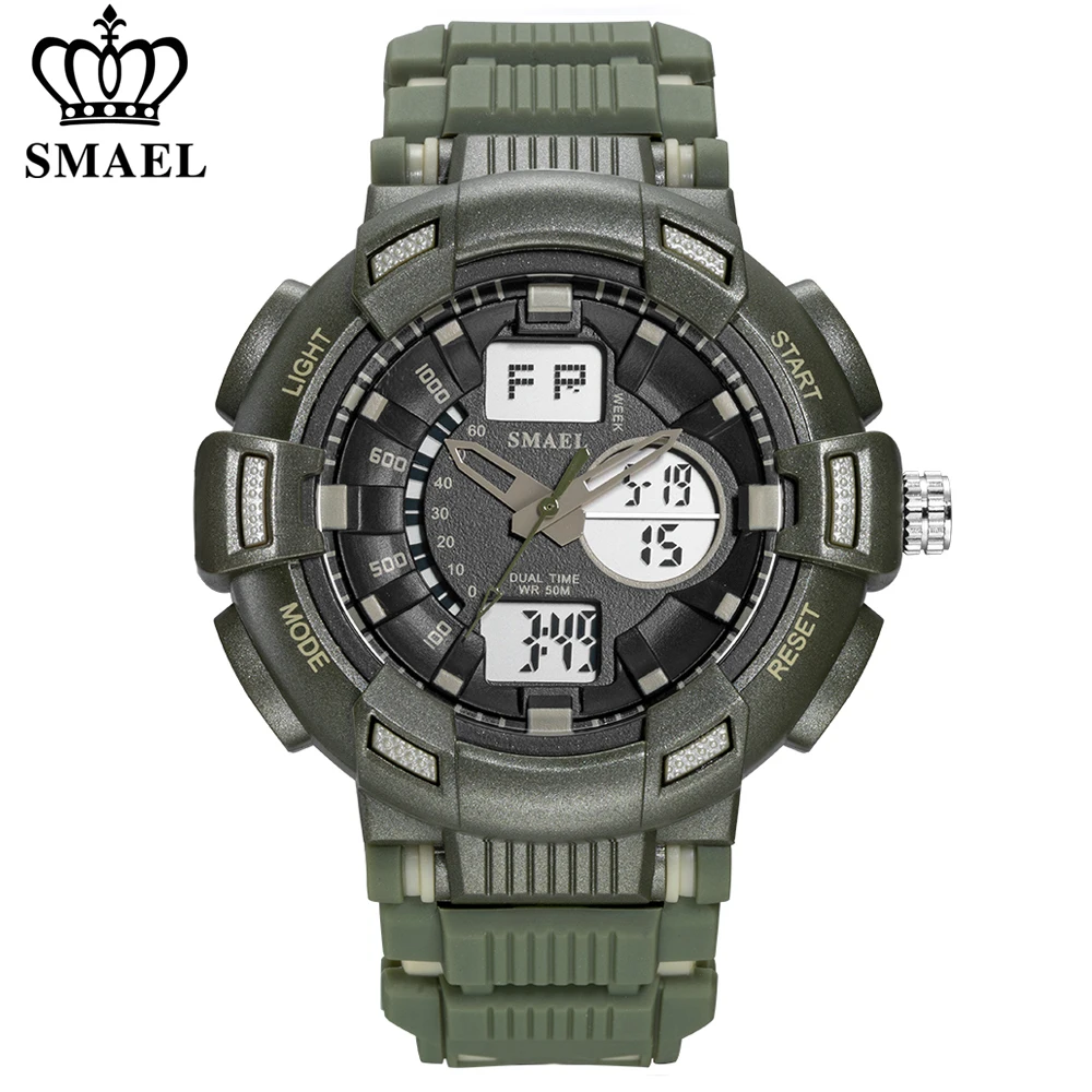 

SMAEL New Fashion Men's Sports Watches Men Quartz Analog LED Digital Clock Man Military Waterproof Stopwatch Watch Reloj Hombre