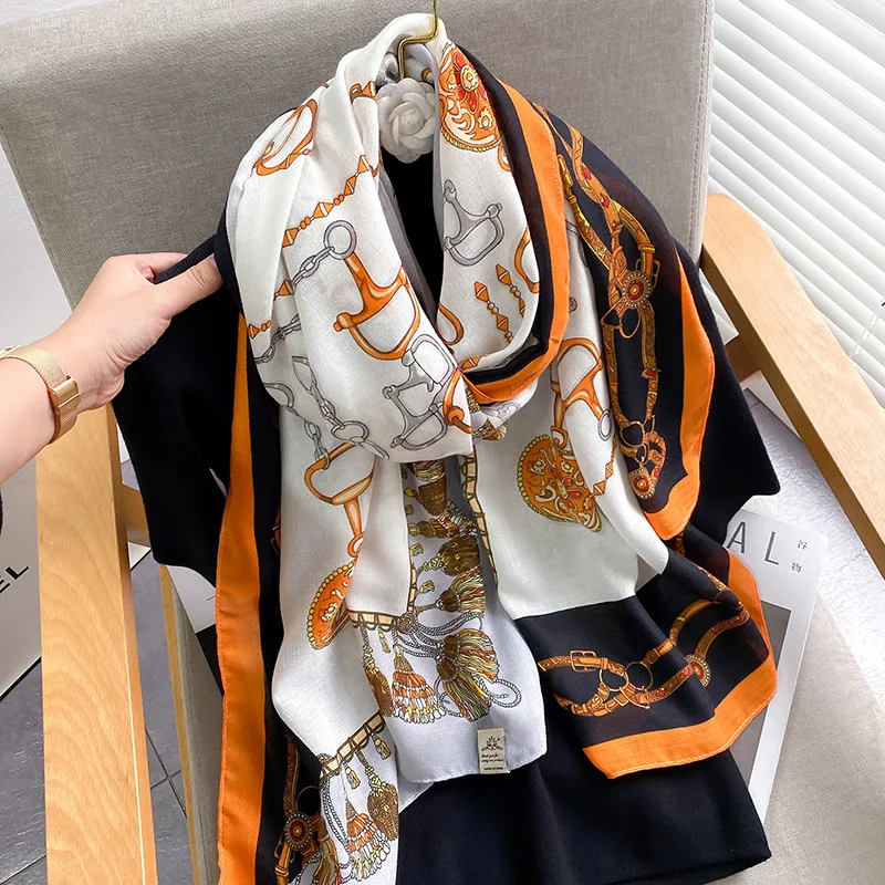 

Luxury Women Scarf Fashion Print Cotton Autumn Winter Warm Scarves hijabs Lady Pashmina Shawls Foulard Beach Bandana 180x90cm