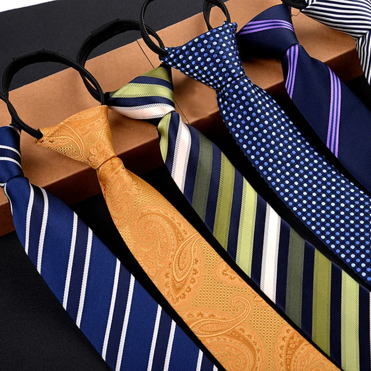 New Stripe Plaid Print 6CM Neck Tie for Gentleman Wedding Party Cravats Accessories Elastic Fashion Male Zipper | Аксессуары для