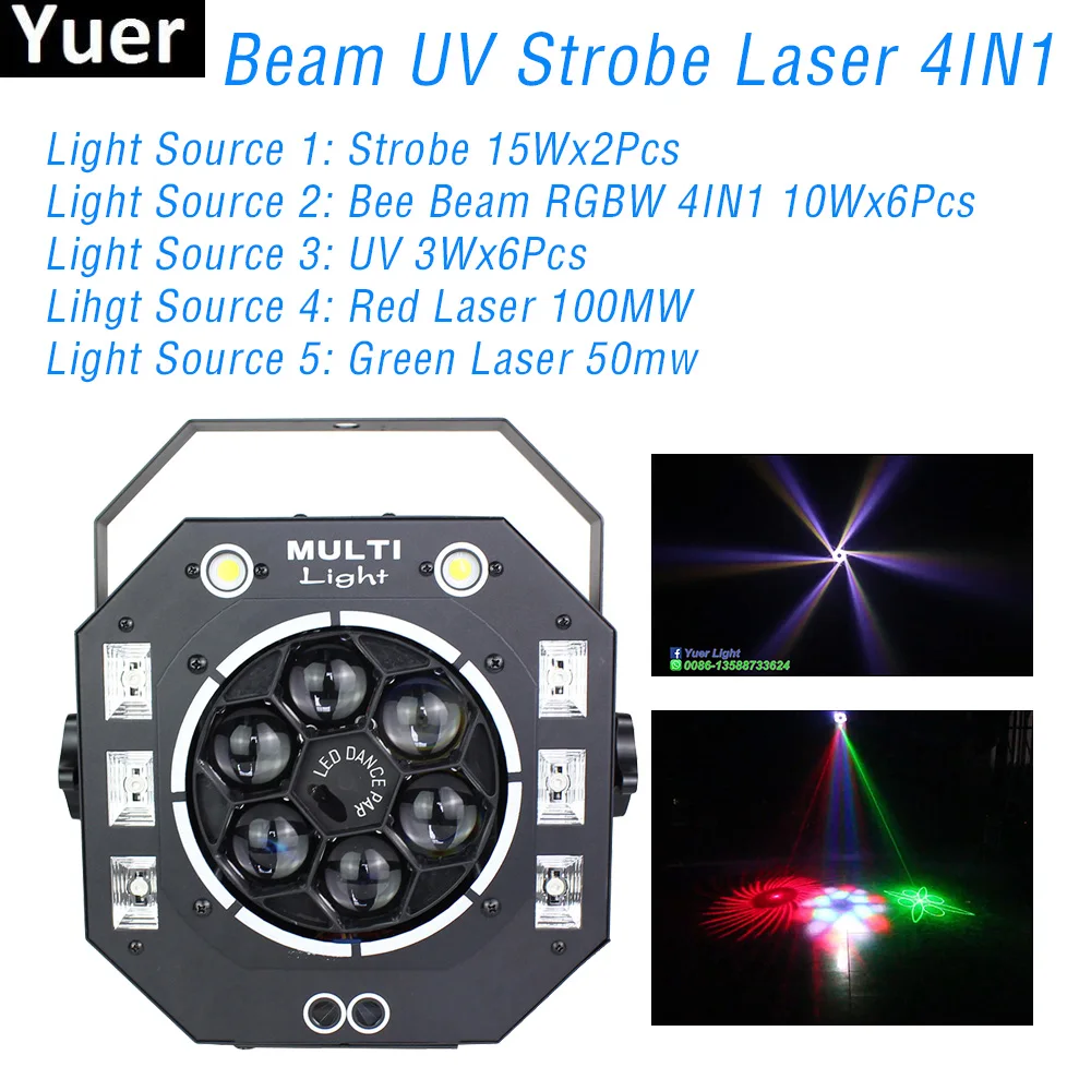 New DJ Disco Effect Light Strobe Beam UV Laser 4IN1 DMX512 Stage Multifunction Light Color Music Sound Party Club Bar Lights
New DJ Disco Effect Light Strobe Beam UV Laser 4IN1 DMX512 Stage Multifunction Light Color Music Sound Party Club Bar Lights