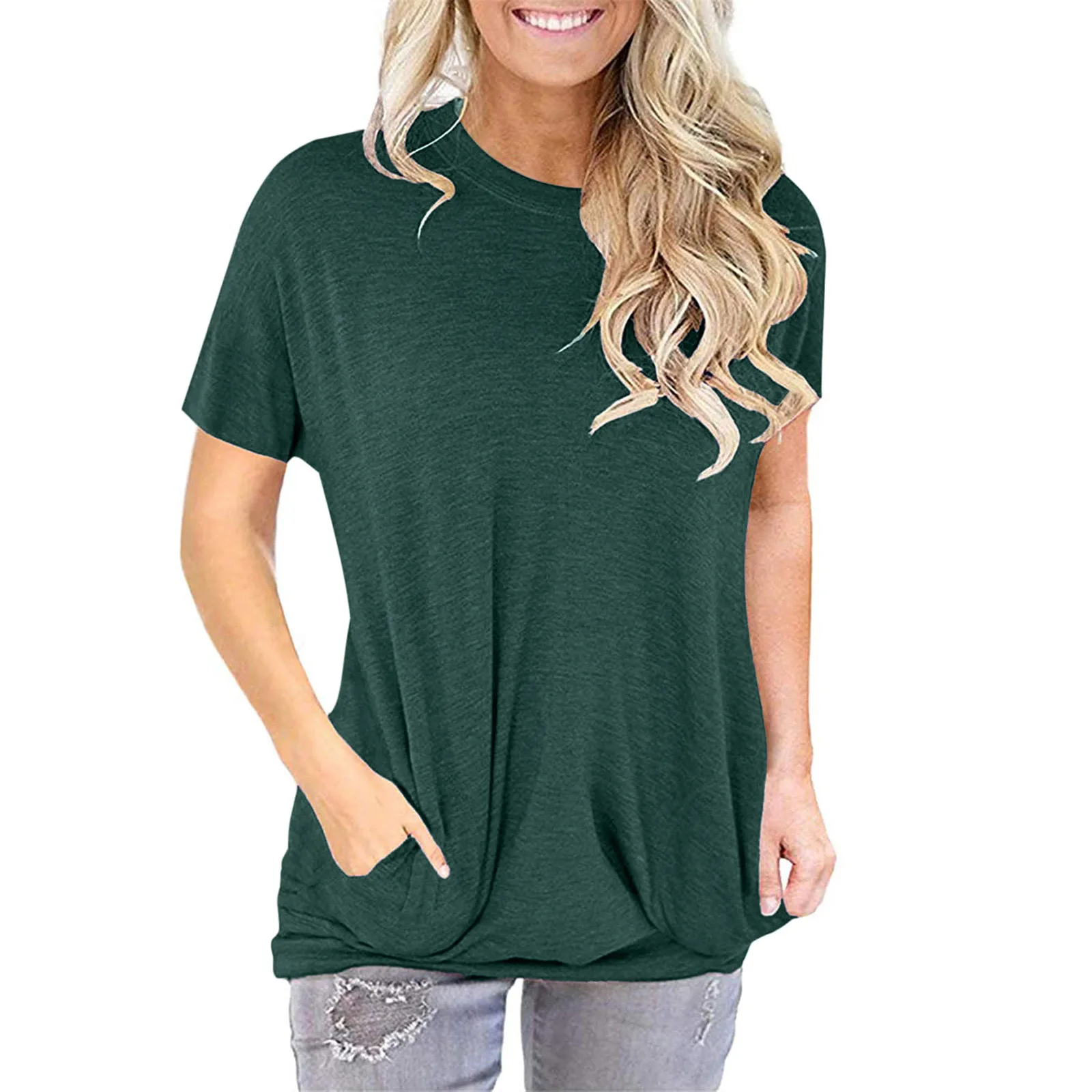 Summer ladies casual polyester short-sleeved top pockets casual loose soft corset on fashionable loose F04*
Summer ladies casual polyester short-sleeved top pockets casual loose soft corset on fashionable loose F04*