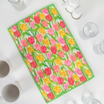 Dish drying mat "Tulips", 25 × 40 cm, microfiber 
Dish drying mat "Tulips", 25 × 40 cm, microfiber