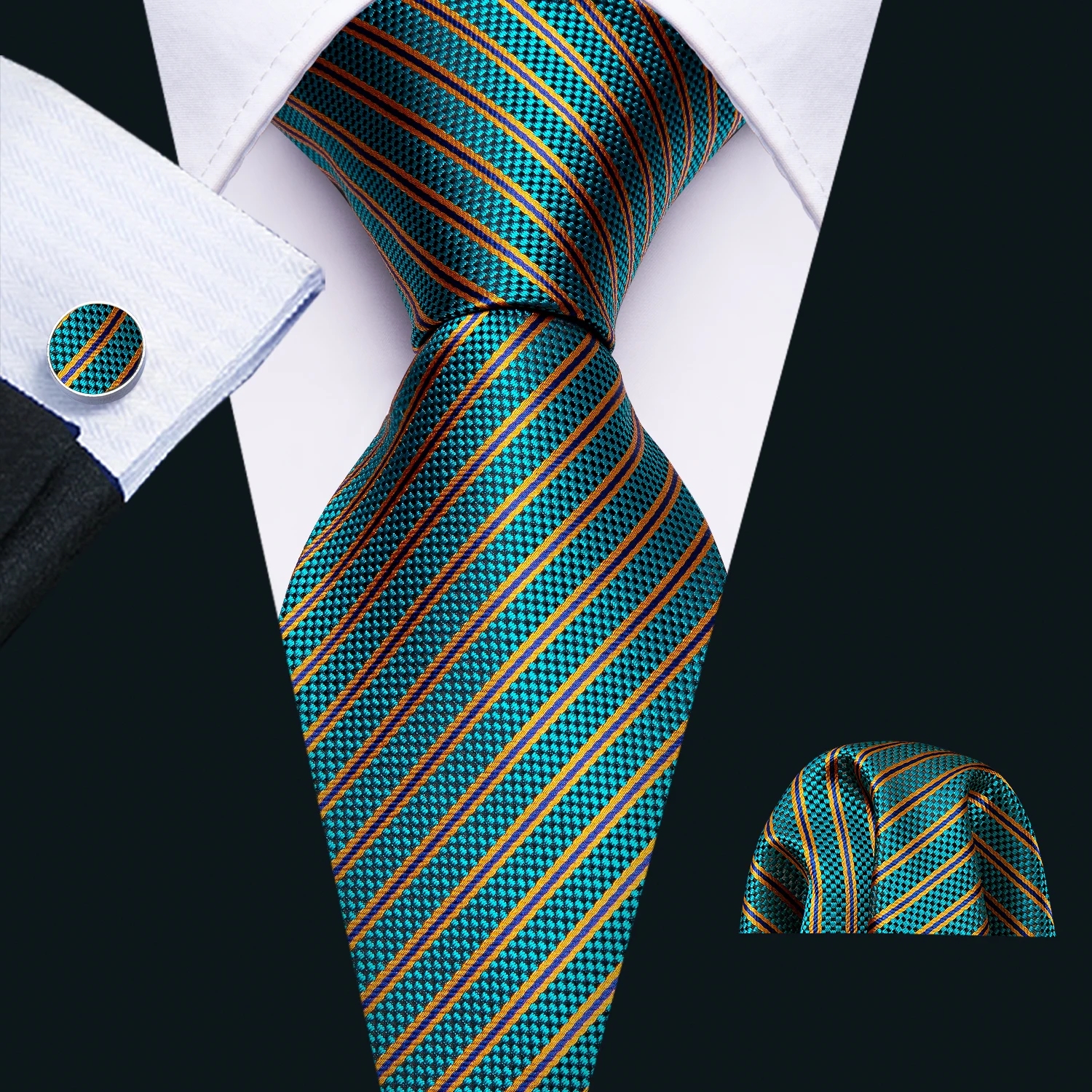 Fashion Green Striped Men Tie Set 8.5cm Silk Jacquard Neckties Wedding Business Handkerchief Cufflink Tie Barry.Wang FA-5310
Fashion Green Striped Men Tie Set 8.5cm Silk Jacquard Neckties Wedding Business Handkerchief Cufflink Tie Barry.Wang FA-5310