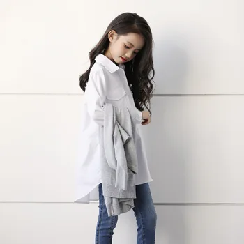 Girls shirt 2020 spring white lapel collar shirts loose simple casual kids two-pocket shirt 3-18Y girls blouses
Girls shirt 2020 spring white lapel collar shirts loose simple casual kids two-pocket shirt 3-18Y girls blouses
