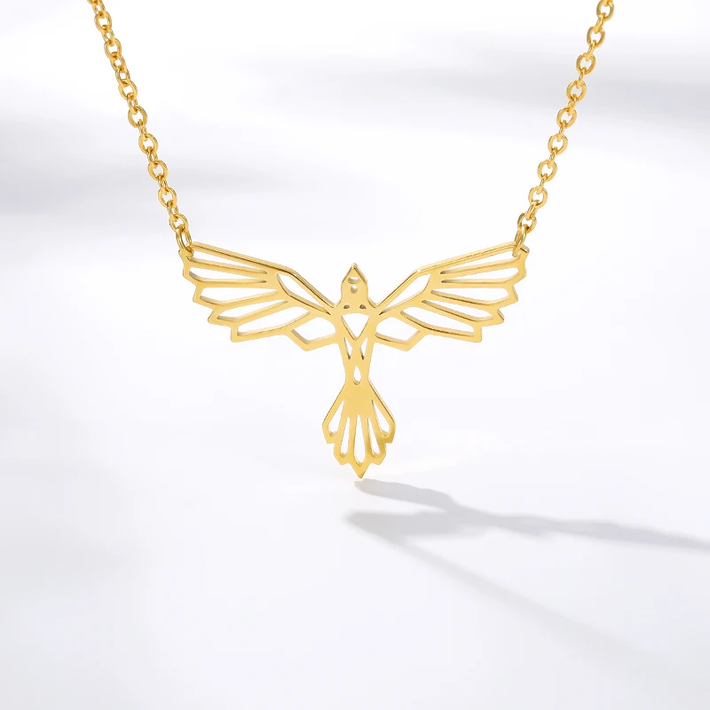 Dainty Origami Phoenix Necklaces Pendants Lucky Charm Jewelry Stainless Steel Choker Friendship Necklace Best Friend Gifts BFF | Украшения
