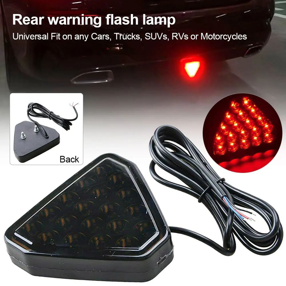 

Universal F1 Style Triangle 12 LED Rear Stop Tail 3rd Brake Strobe Light Black Car Rear Fog Light Brake Tail Light 12V