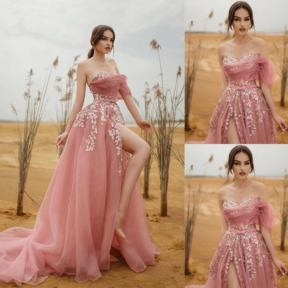 Princess Lace Appliqued Split Sleeveless Nightgowns Robes Graceful Dress Custom Made Evening | Свадьбы и торжества