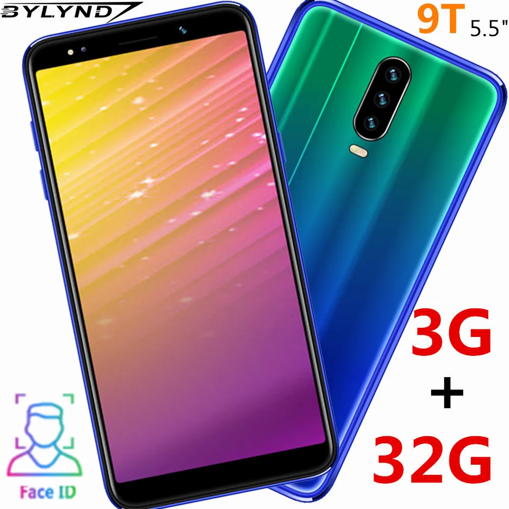 

Global version face ID 18:9 IPS 5.5" smartphones 3G RAM+32G ROM quad core 8MP WCDMA Android mobile phones unlocked celulars 9T
