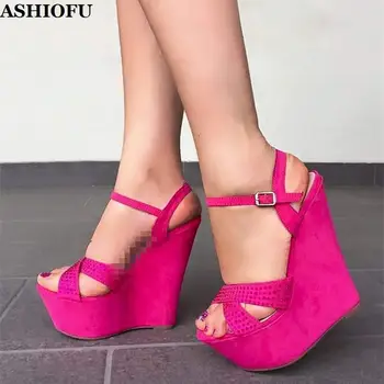 ASHIOFU Handmade Women Wadge Heel Sandals Crystals Party Prom Platform Shoes Large Size Buckle Strap Fashion Sandals Shoes
ASHIOFU Handmade Women Wadge Heel Sandals Crystals Party Prom Platform Shoes Large Size Buckle Strap Fashion Sandals Shoes