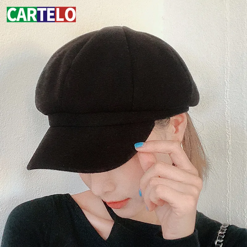 CARTELO New Fashion Pure color woolen octagonal hat autumn and winter new style cap Men and women painter hats Casual Peaked Cap
CARTELO New Fashion Pure color woolen octagonal hat autumn and winter new style cap Men and women painter hats Casual Peaked Cap