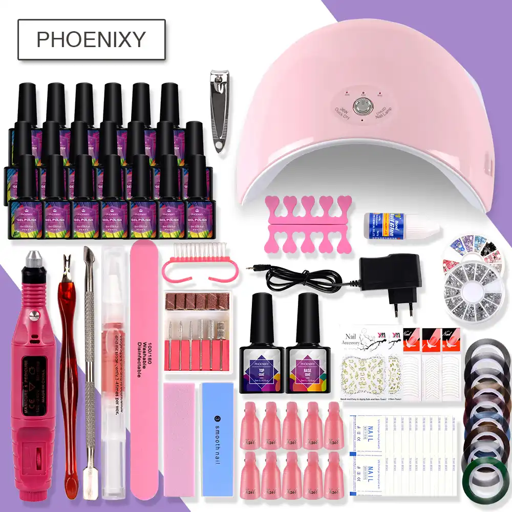 manicure set gel nail polish kit 36w led lamp 8pcs 8ml nail art