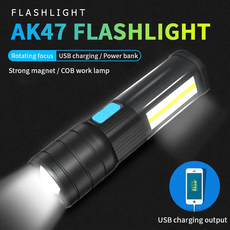 Rechargeable Led Flashlight T6/L2 Led Torch with COB Red White Blue Emergency Floodlight with Strong Magnet Phone Power Bank
Rechargeable Led Flashlight T6/L2 Led Torch with COB Red White Blue Emergency Floodlight with Strong Magnet Phone Power Bank