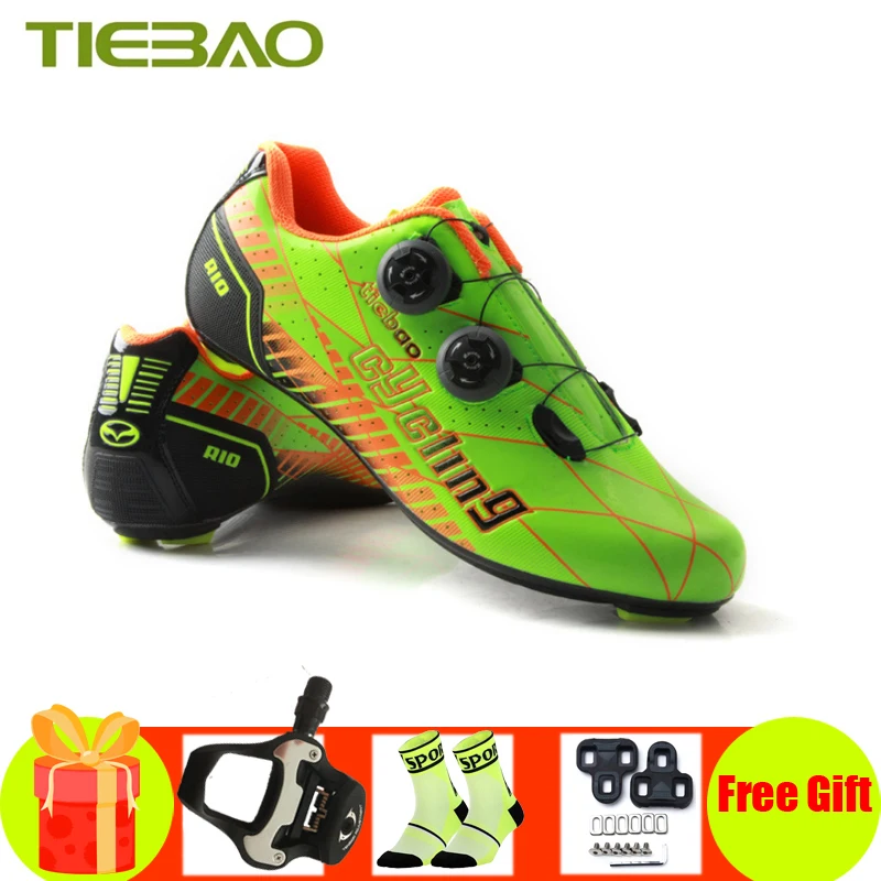 

Tiebao Road Shoes Carbon Fiber Cycling Sneakers Bicycle Pedals Self-locking Ultralight Sapatilha Ciclismo Athletic Bike Shoes