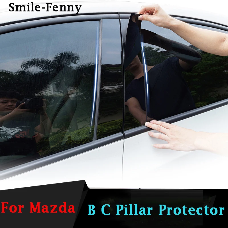 For Mazda 6 Atenza 2014 2015 2017 2020 2021 Car Door Window B C Pillar Decorative Strip PC Middle Column Protector Sticker Cover |