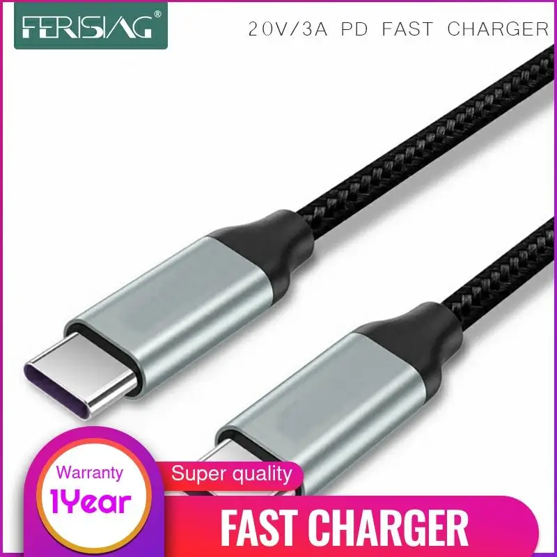 Зарядное устройство FERISING 20V/3A USB типа C и кабель Поддержка PD 60 Вт QC3.0 3A быстрой