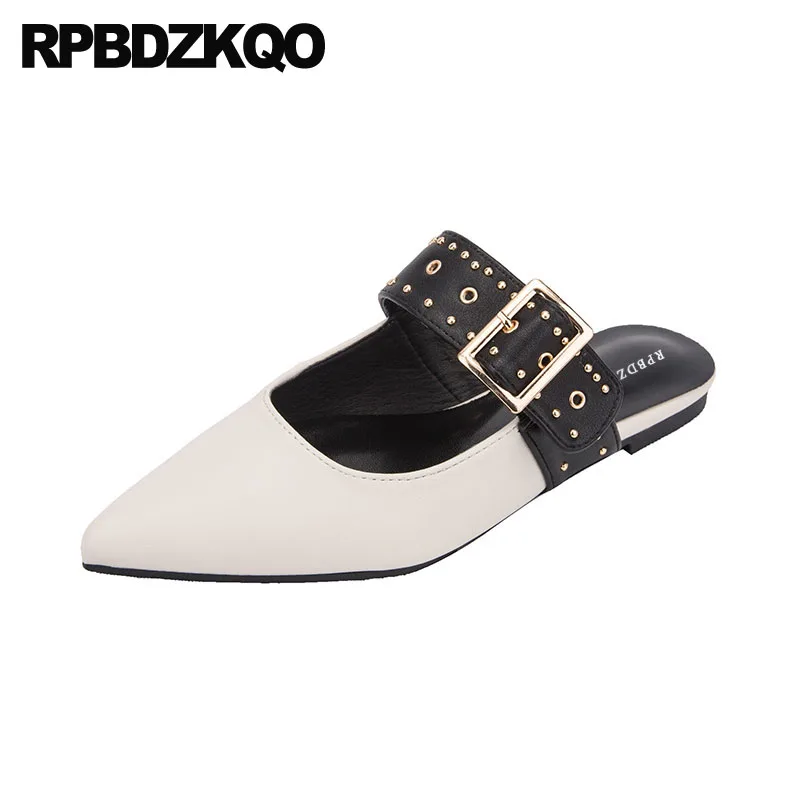 Slippers Suede Pointed Toe China Metal Designer Shoes Women Luxury 2019 Stud Rivet Slip On White Large Size Brand Runway Mules
Slippers Suede Pointed Toe China Metal Designer Shoes Women Luxury 2019 Stud Rivet Slip On White Large Size Brand Runway Mules