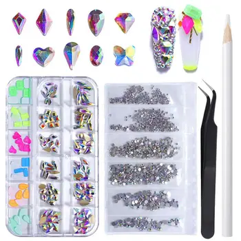 12 Grids Irregular Crystal Rhinestone Multi-size 3D Charms Flat-back AB Nail Stones Gems DIY Nail Art Decorations Nail Rivets
12 Grids Irregular Crystal Rhinestone Multi-size 3D Charms Flat-back AB Nail Stones Gems DIY Nail Art Decorations Nail Rivets