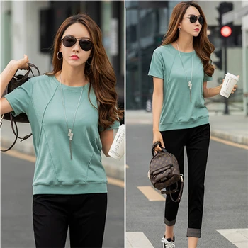 Female Solid color Soft Cotton Women Tops Tees Shirts loose fit shirt Summer 2019 undershirt Ladies Pleated short sleeves
Female Solid color Soft Cotton Women Tops Tees Shirts loose fit shirt Summer 2019 undershirt Ladies Pleated short sleeves