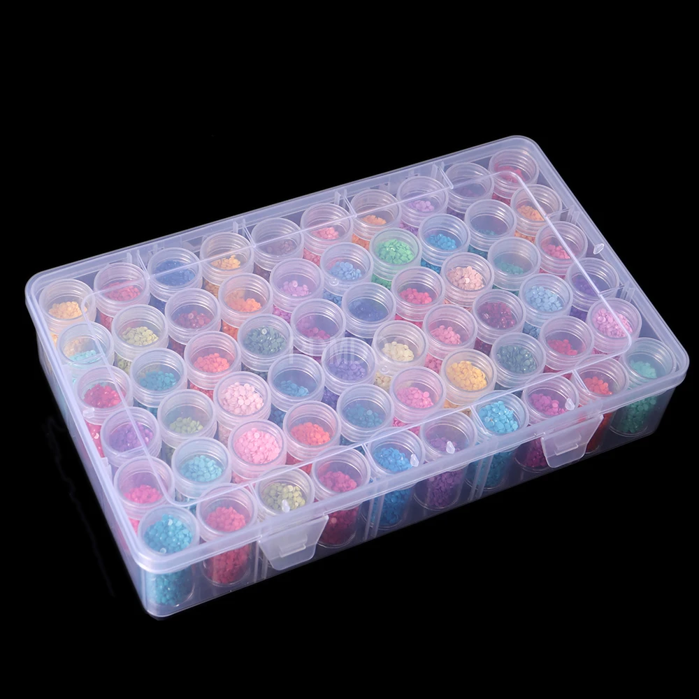 

2021 Новинка 60 банок многоцелевой прозрачный ящик для хранения аксессуаров для алмазной живописи контейнер для бусин Органайзер коробки бутылка