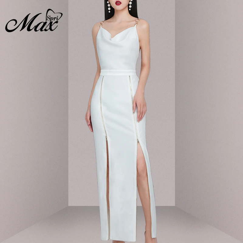 Max Spri Chain Sling Sleeveless Zippered Split Slim Maxi Dress 2019 New Fashion Women Party Club Backless Vestidos White
Max Spri Chain Sling Sleeveless Zippered Split Slim Maxi Dress 2019 New Fashion Women Party Club Backless Vestidos White