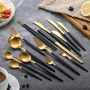 Black Gold Cutlery Set Stainless Steel Dinnerware Set Silverware Tableware Dinner Spoon Fork Knife Chopsticks Dropshipping
Black Gold Cutlery Set Stainless Steel Dinnerware Set Silverware Tableware Dinner Spoon Fork Knife Chopsticks Dropshipping
