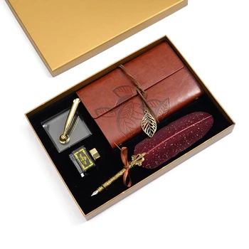Retro Calligraphy Feather Dip Pen Writing Ink Notebook Fountain Pens Stationery 
Retro Calligraphy Feather Dip Pen Writing Ink Notebook Fountain Pens Stationery