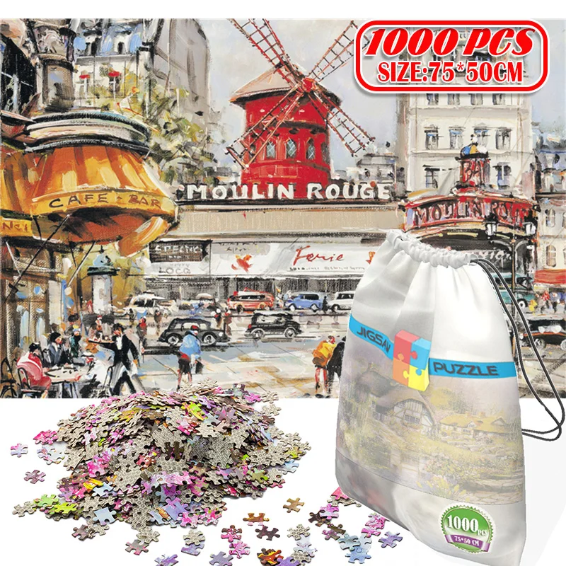 

1000Pcs Moulin Rouge 3D Jigsaw Puzzles Adults Game Toys for Toys Boring Game Building Assembling Educational Toys