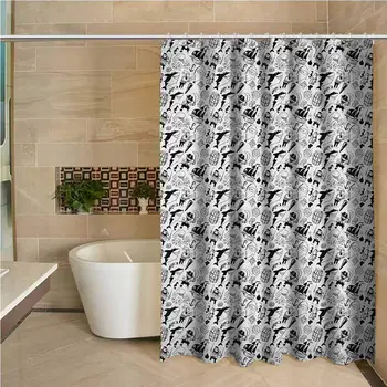 Pirates Professional Shower Curtain Black and White Pattern with Buccaneer Characters Sharks and Nautical Elements Decorative
Pirates Professional Shower Curtain Black and White Pattern with Buccaneer Characters Sharks and Nautical Elements Decorative