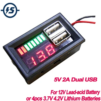 Lithium Battery Capacity Indicator Voltmeter Voltage Tester 5V 2A Dual USB Output 12.6V for 12V Lead-acid Battery
Lithium Battery Capacity Indicator Voltmeter Voltage Tester 5V 2A Dual USB Output 12.6V for 12V Lead-acid Battery