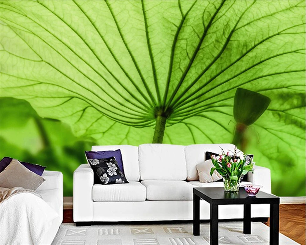 Beibehang-Custom-wallpaper-lotus-leaf-rural-wind-TV-background-wall-modern-minimalist-living-room-bedroom-backdrop (3)